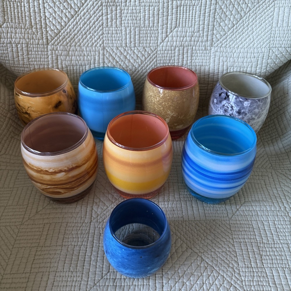 ThinkGeek Surreal Planet & Sun Glasses Solar System Tumblers Incomplete Set of 8